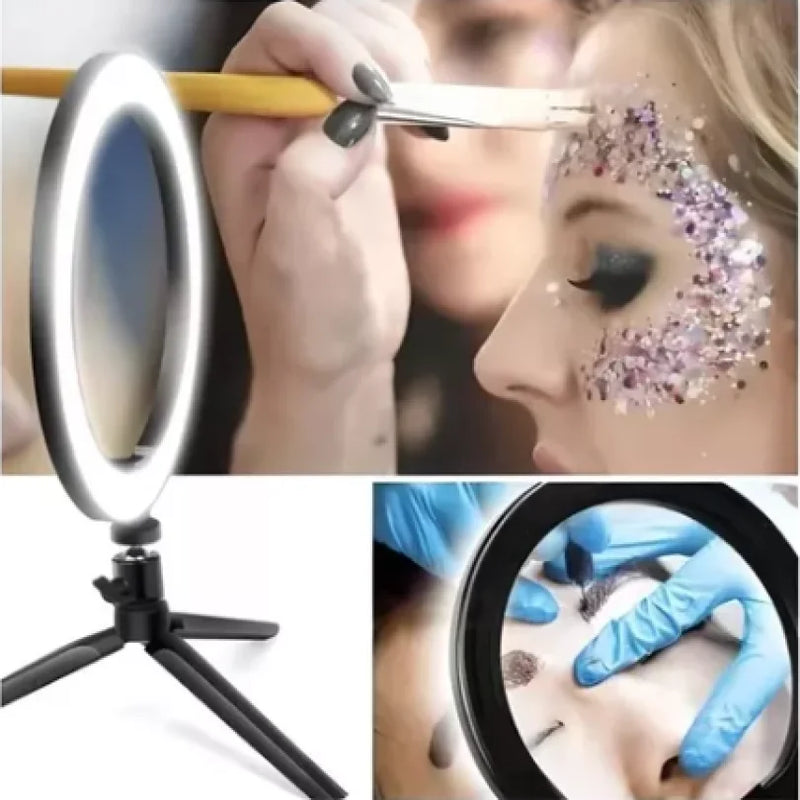 Luz Ring Light  + Tripé De Mesa + Suporte Para Celular