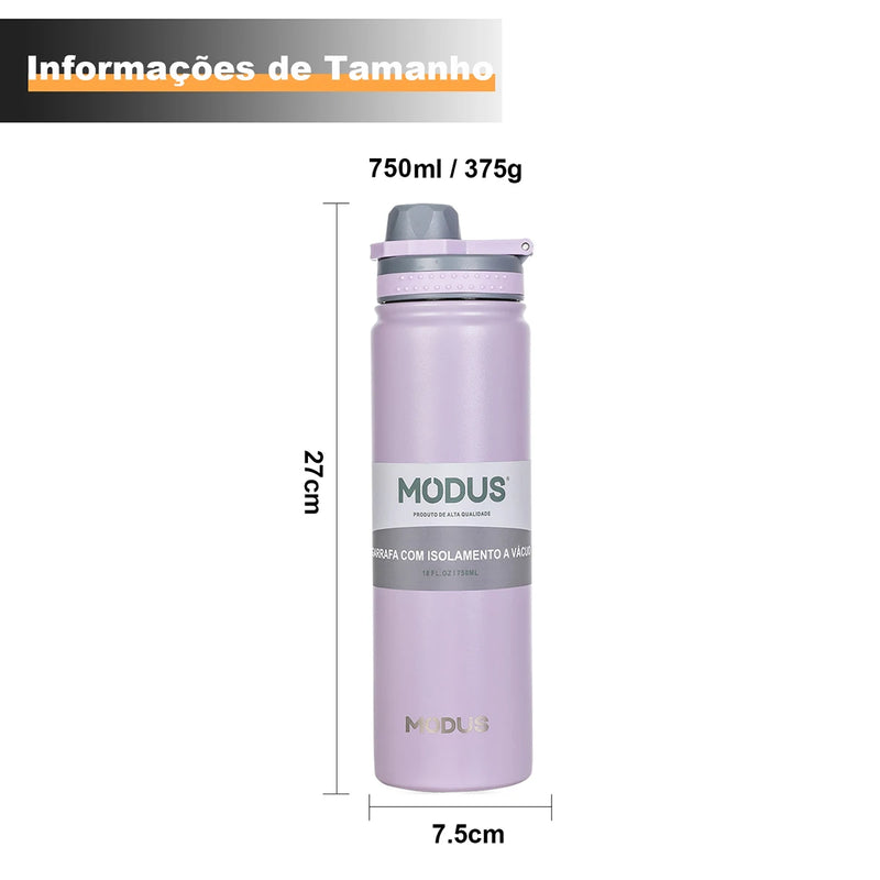 Garrafa Térmica De 304 Aço Inox De Água Manter A Vácuo 750ml Modus