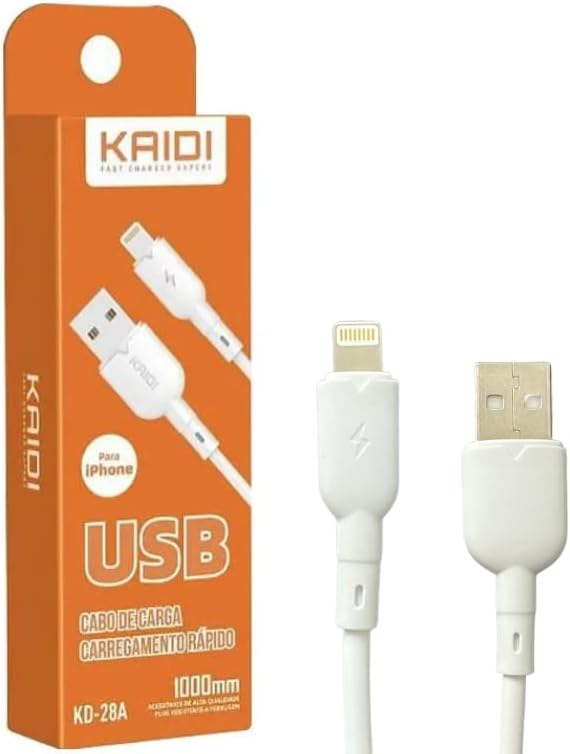 Cabo USB Lightning Carregador Turbo 3A 1 Metro KAIDI